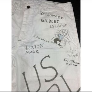 Ralph Lauren GI Chinos White War Print 34 x 32